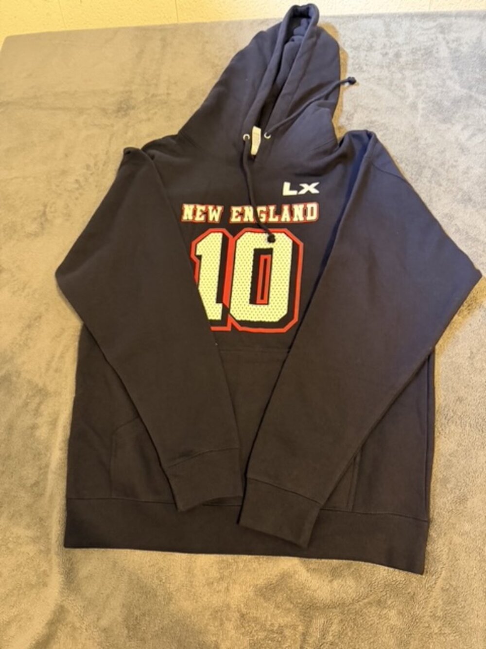 Drake Maye Hoodie Mens Navy New England Patriots #10 Pullover NFL